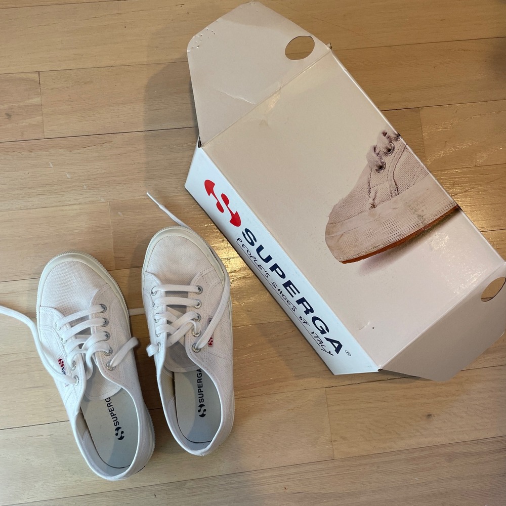 Superga 2750 Cotu Classic White Canvas‎ Low Top Sneakers Womens 37.5 NIB